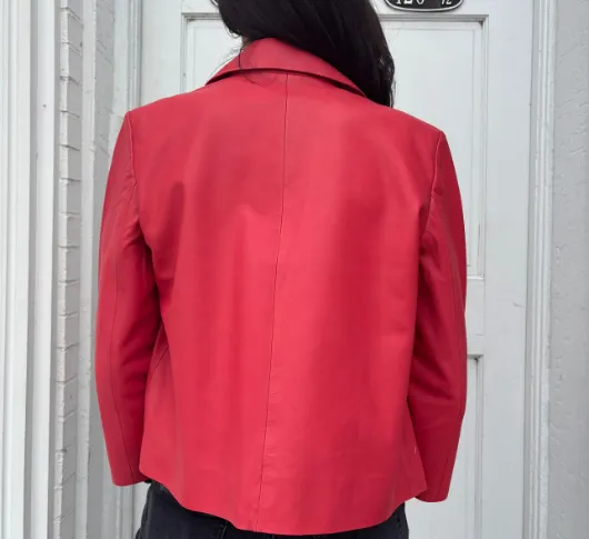 Iris -  Short Leather Jacket in Chili