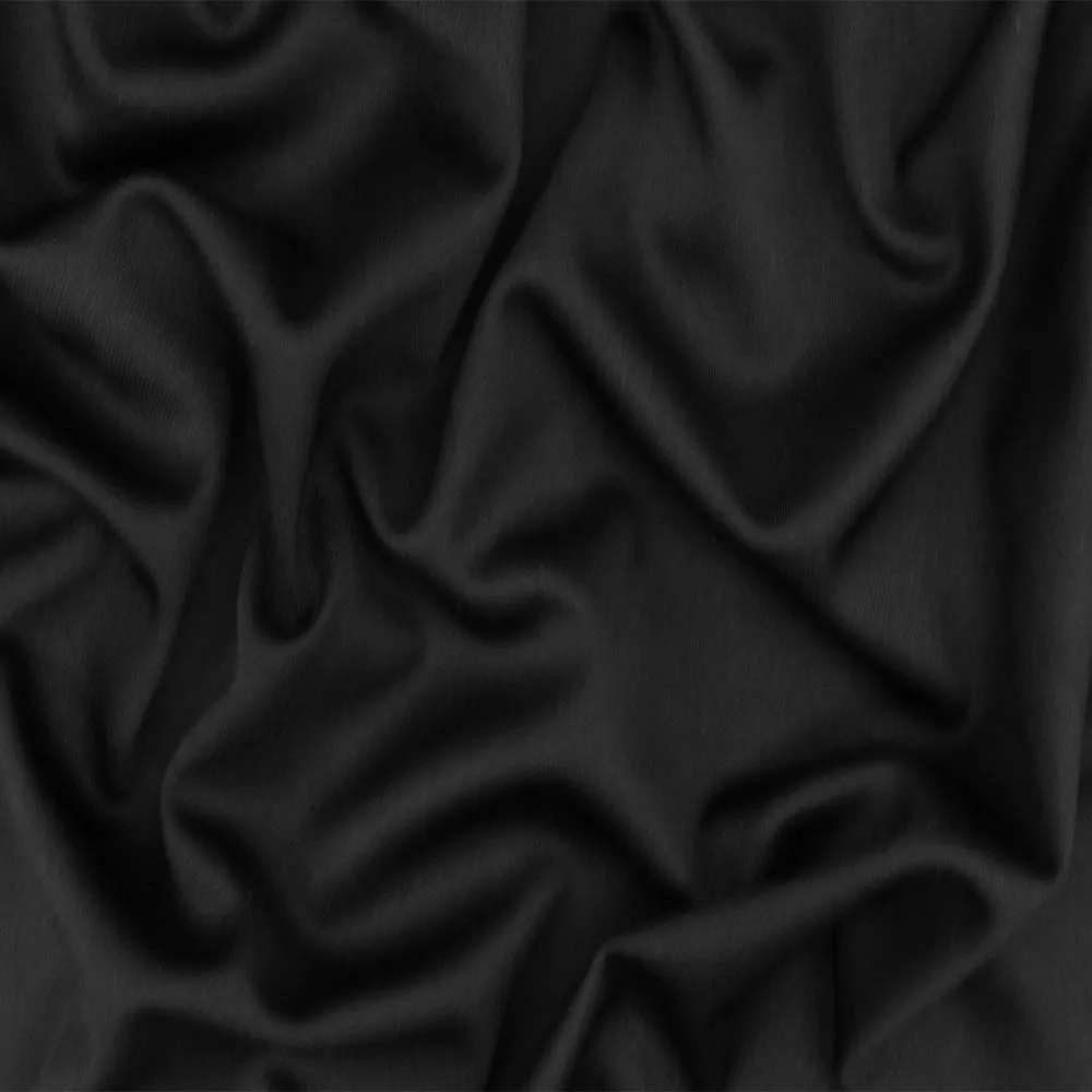 Jet Black Solid Stretch Polyester Activewear Knit Fabric