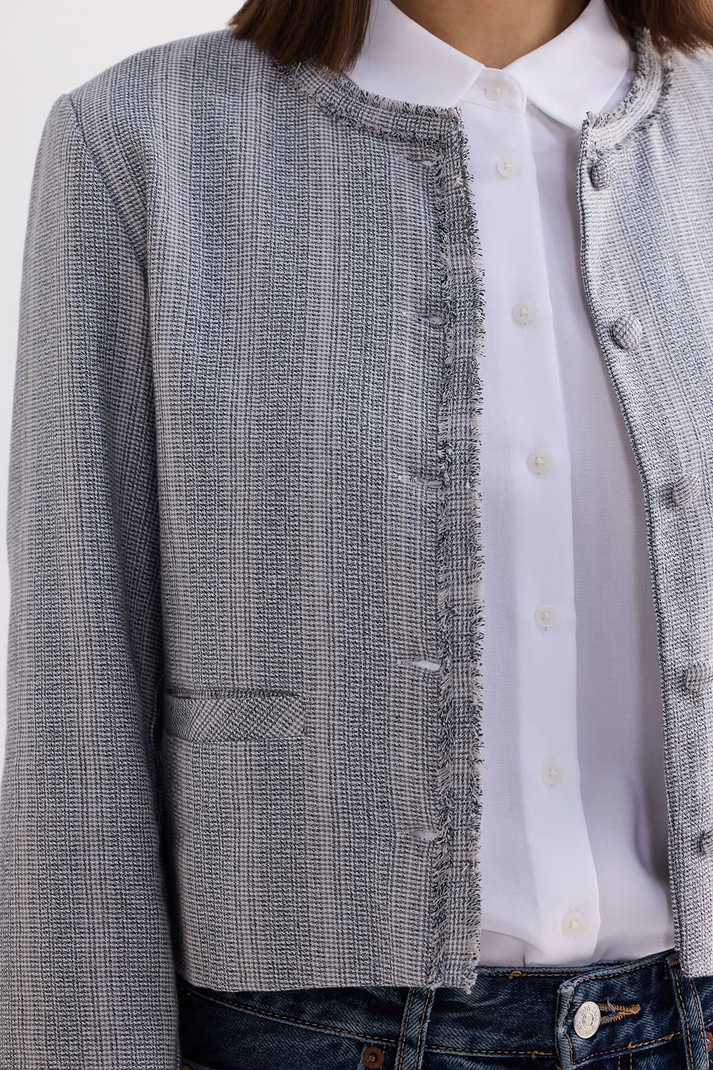 Lady Jacket in Grey Cotton Tweed