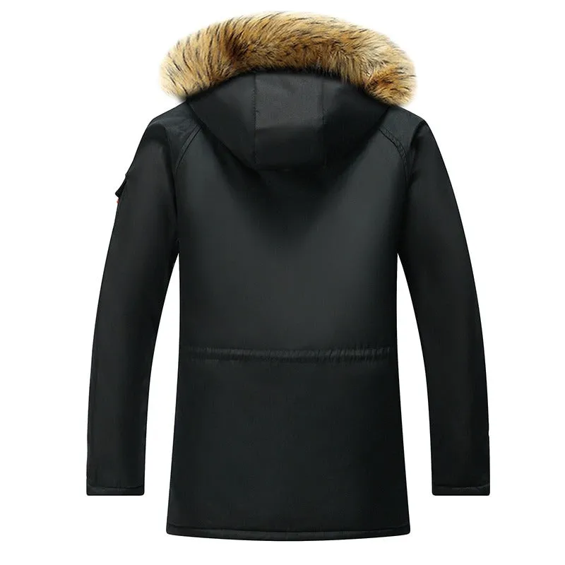 Men's Classic Thick Warm Fur Hood Winter Parka Jacket