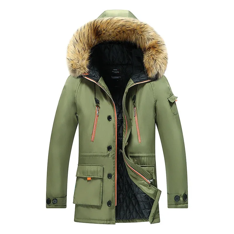 Men's Classic Thick Warm Fur Hood Winter Parka Jacket