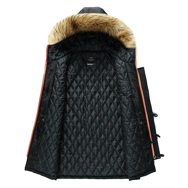 Men's Classic Thick Warm Fur Hood Winter Parka Jacket