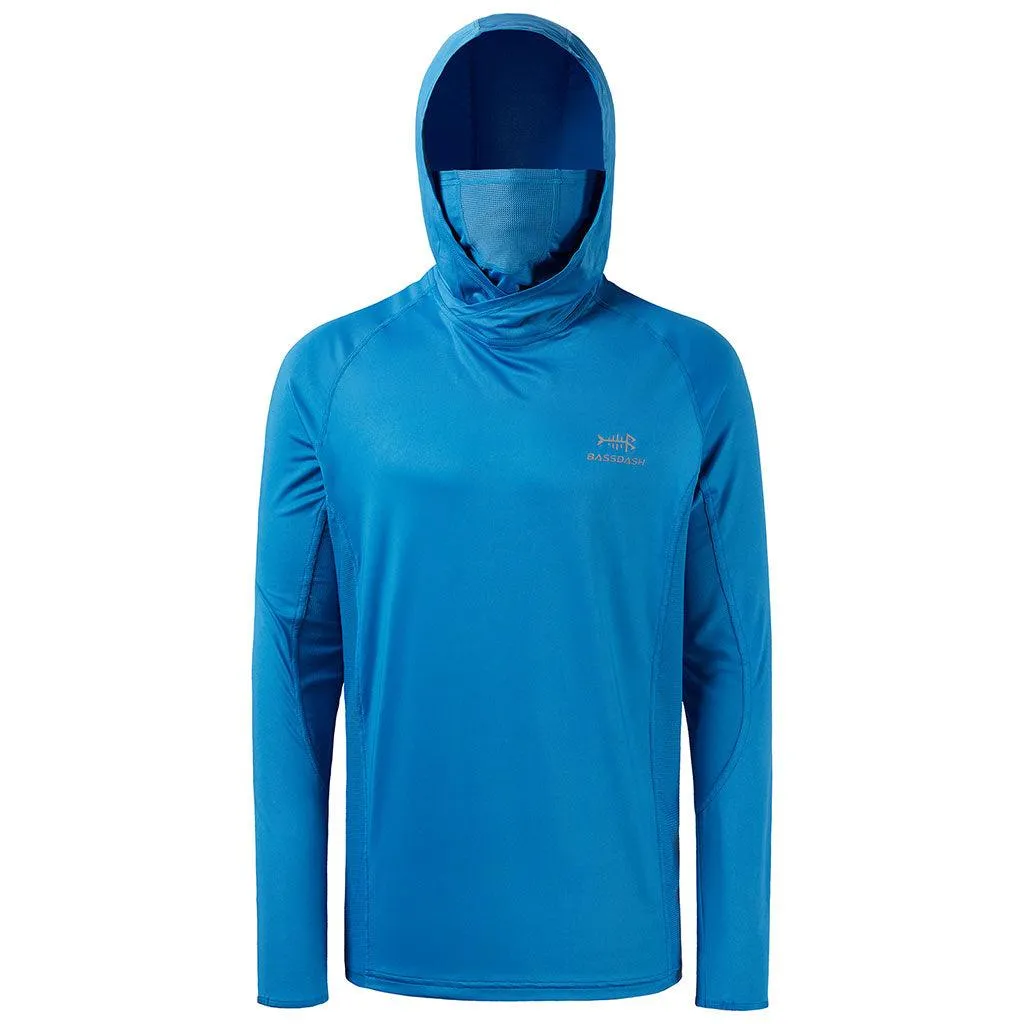 Men’s UPF 50  Long Sleeve Fishing Hoodie with UV Neck Gaiter FS06M