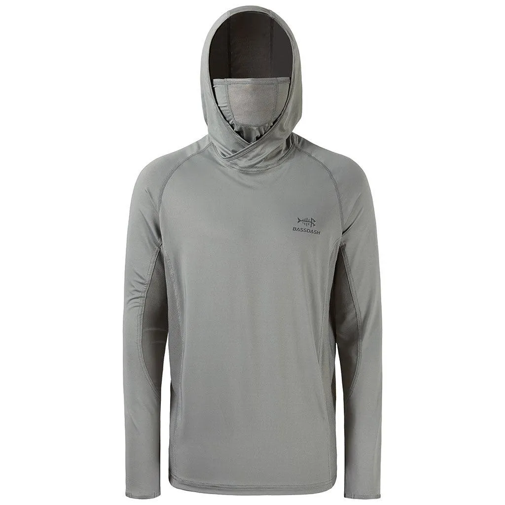 Men’s UPF 50  Long Sleeve Fishing Hoodie with UV Neck Gaiter FS06M