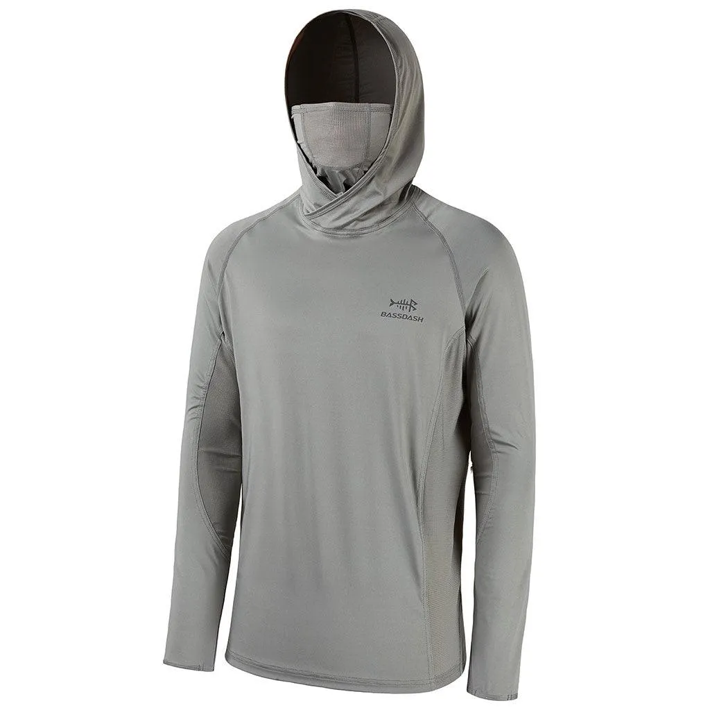 Men’s UPF 50  Long Sleeve Fishing Hoodie with UV Neck Gaiter FS06M