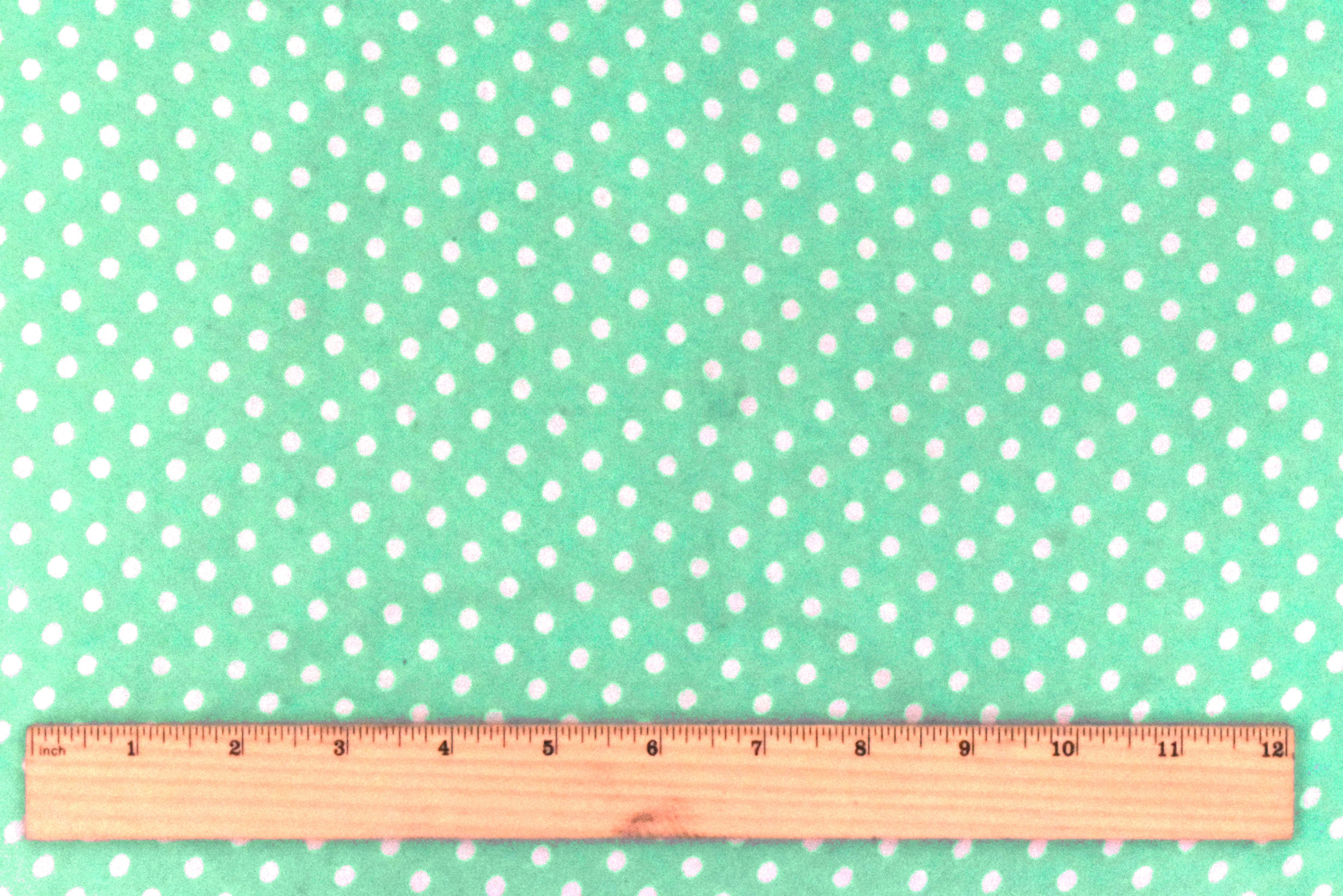 Mint Teal-White Polka Dot Printed Poly Chiffon Woven Fabric