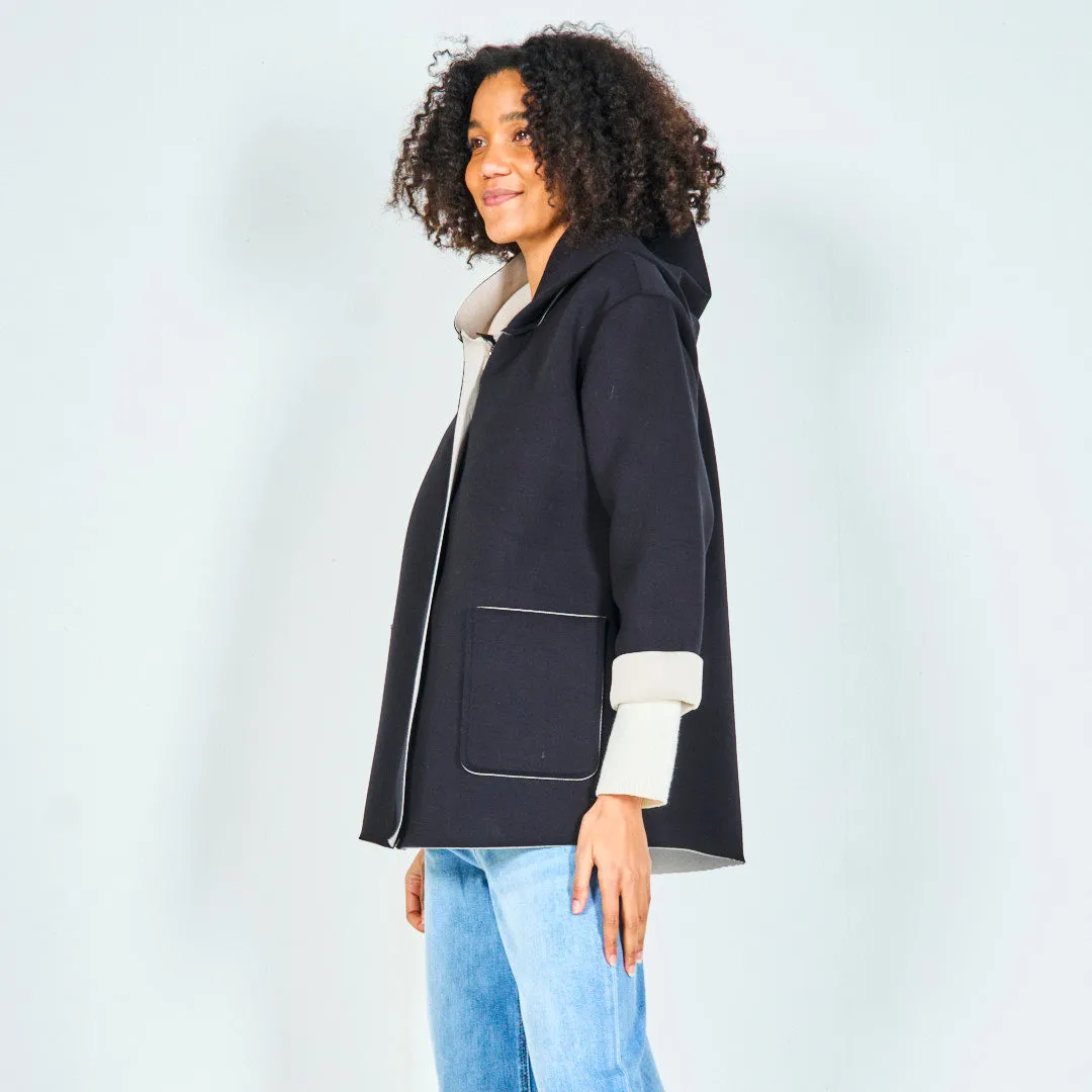 Modern zip-up coat with wide sleeves wholesale