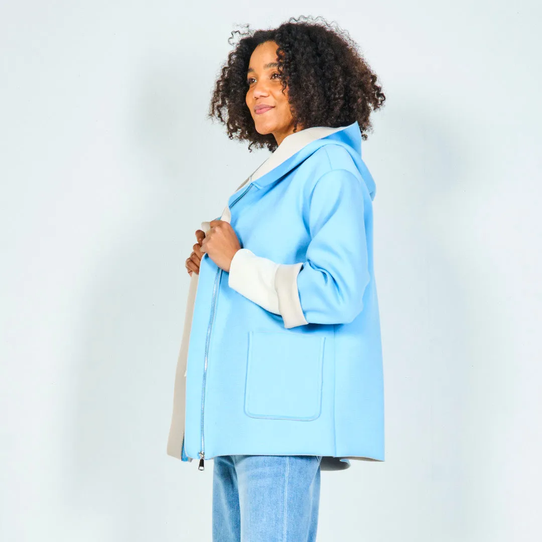 Modern zip-up coat with wide sleeves wholesale