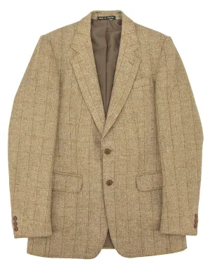 Oatmeal Beige Vintage Herringbone Wool Jacket