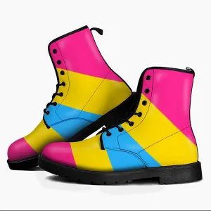 Pansexual Pride Flag Leather Boots