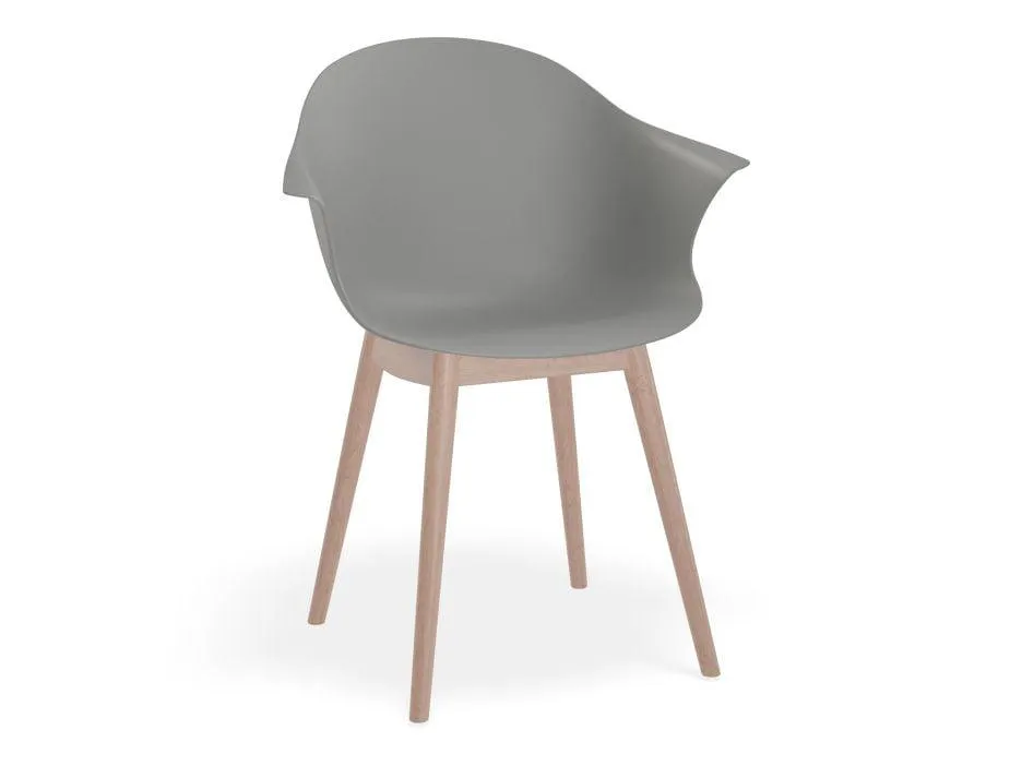 Pebble Armchair Grey with Shell Seat - Swivel Base with Castors