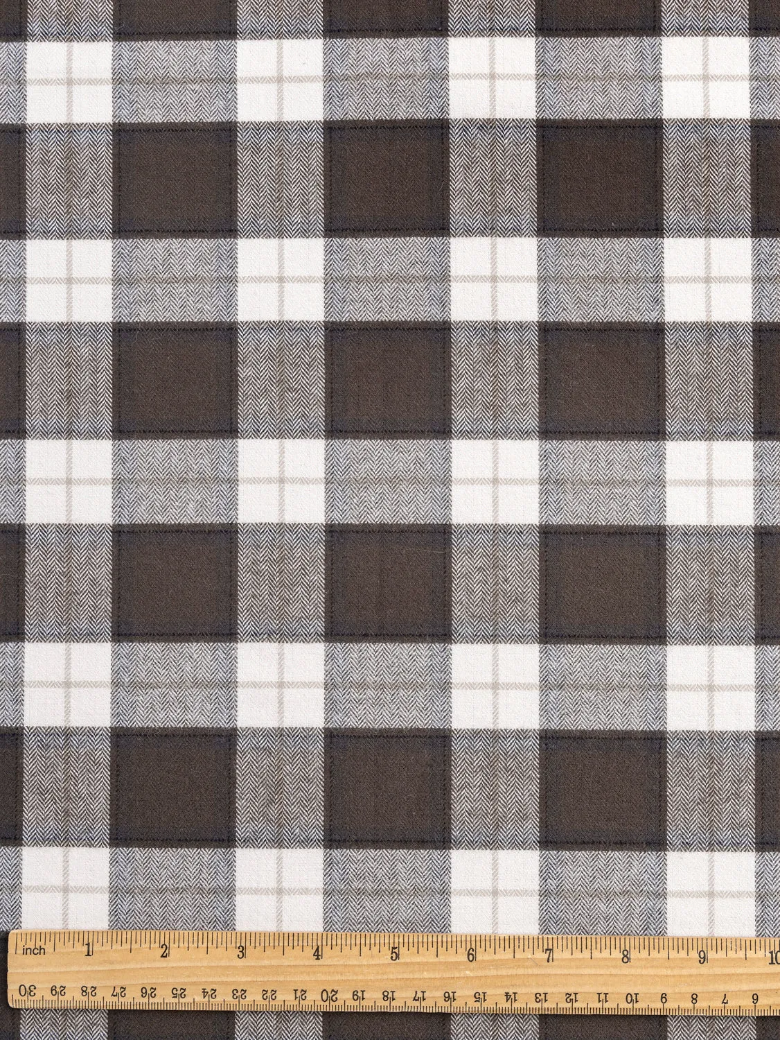 Plaid Check Organic Cotton Flannel - Brown   Cream - Swatch