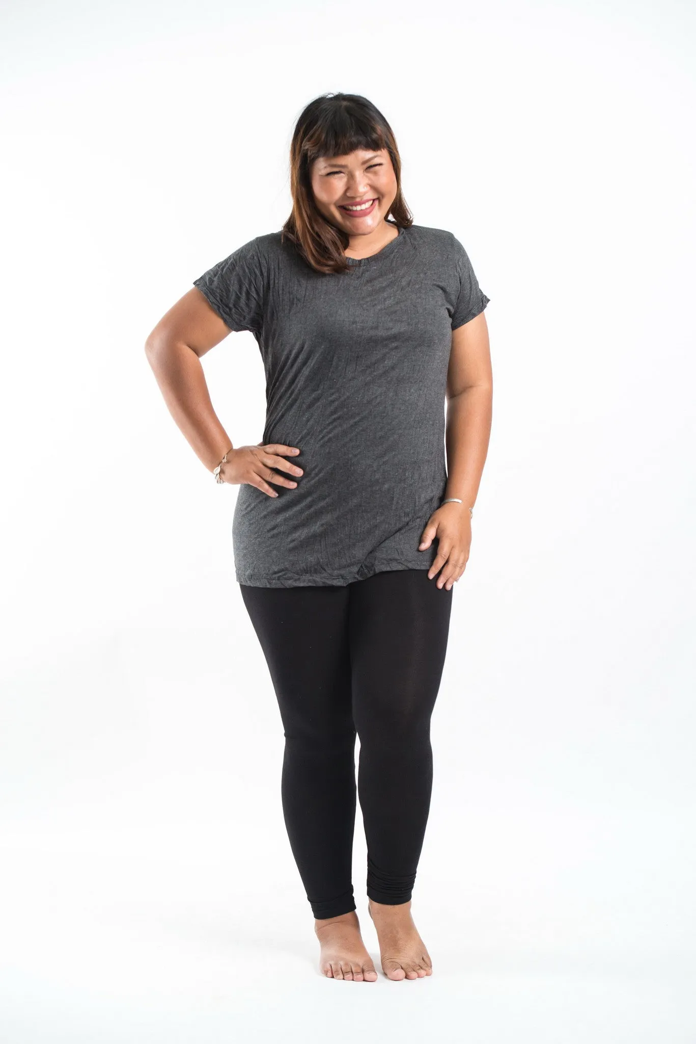 Plus Size Womens Solid Color T-Shirt in Black