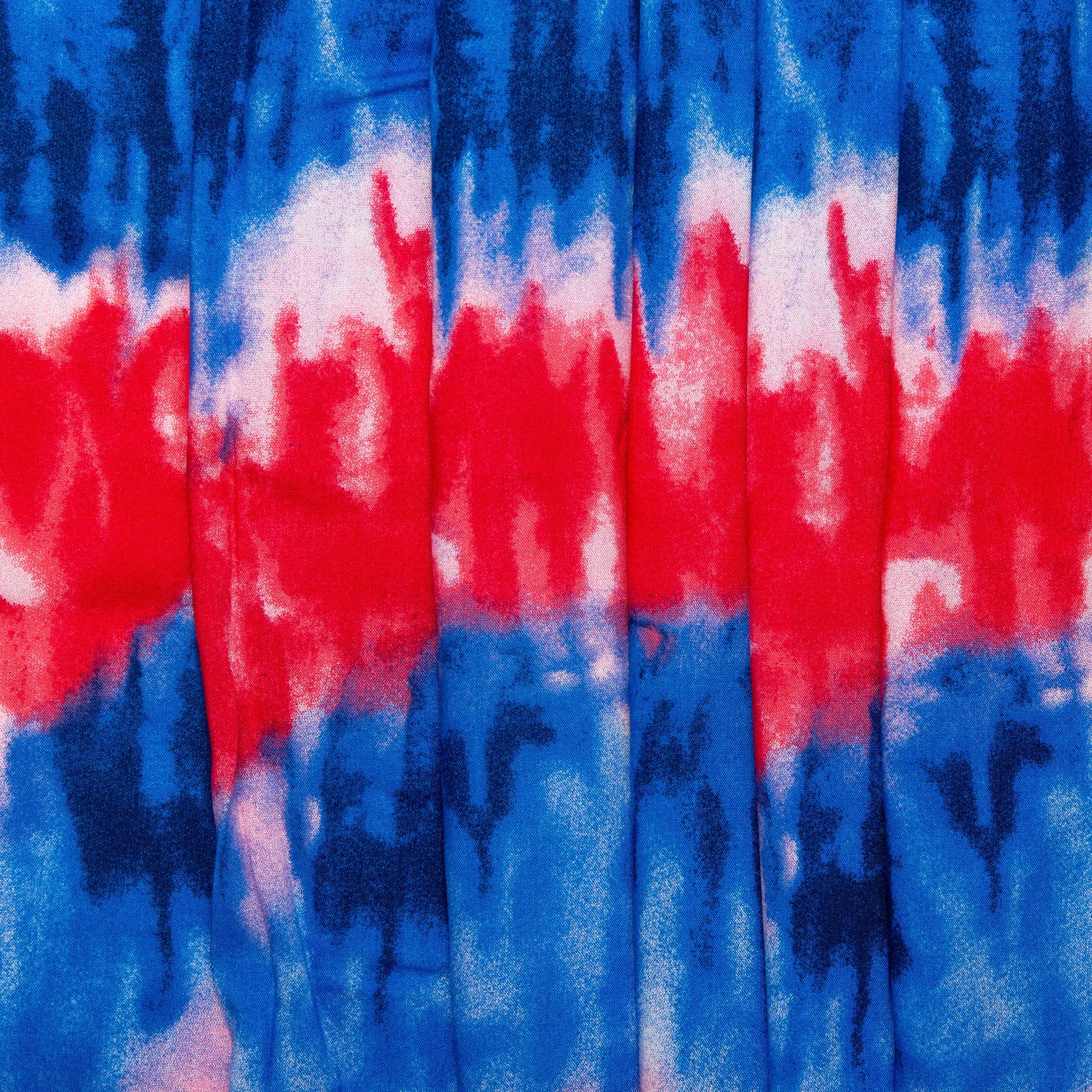 Printed rayon - ANDREA - Tie dye - Red / Blue