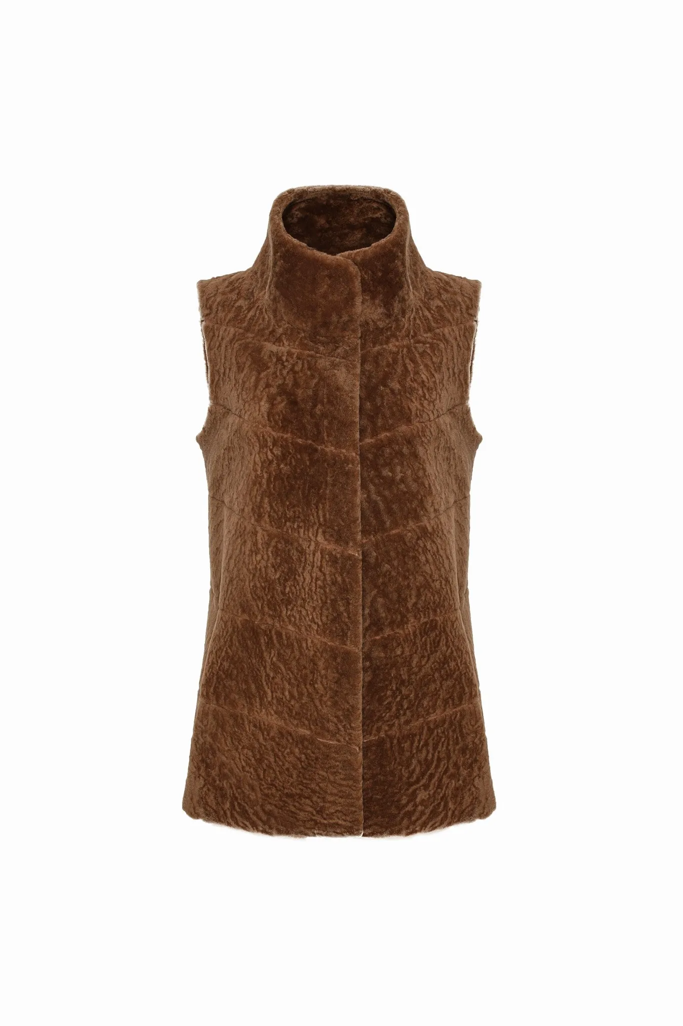 Reversible Textured Shearling Lamb Vest