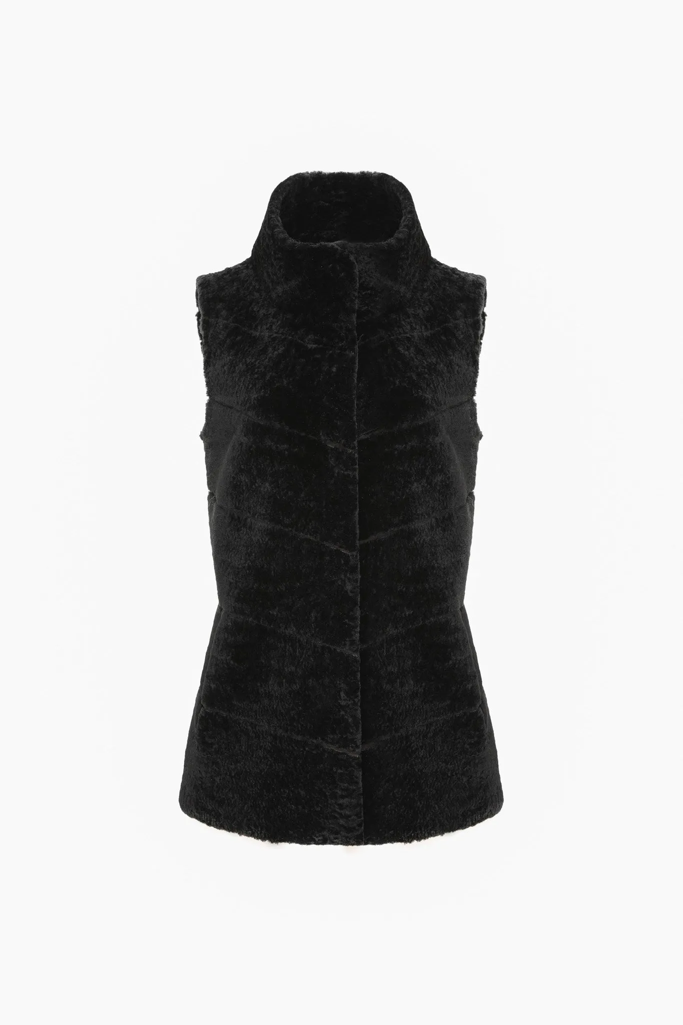 Reversible Textured Shearling Lamb Vest