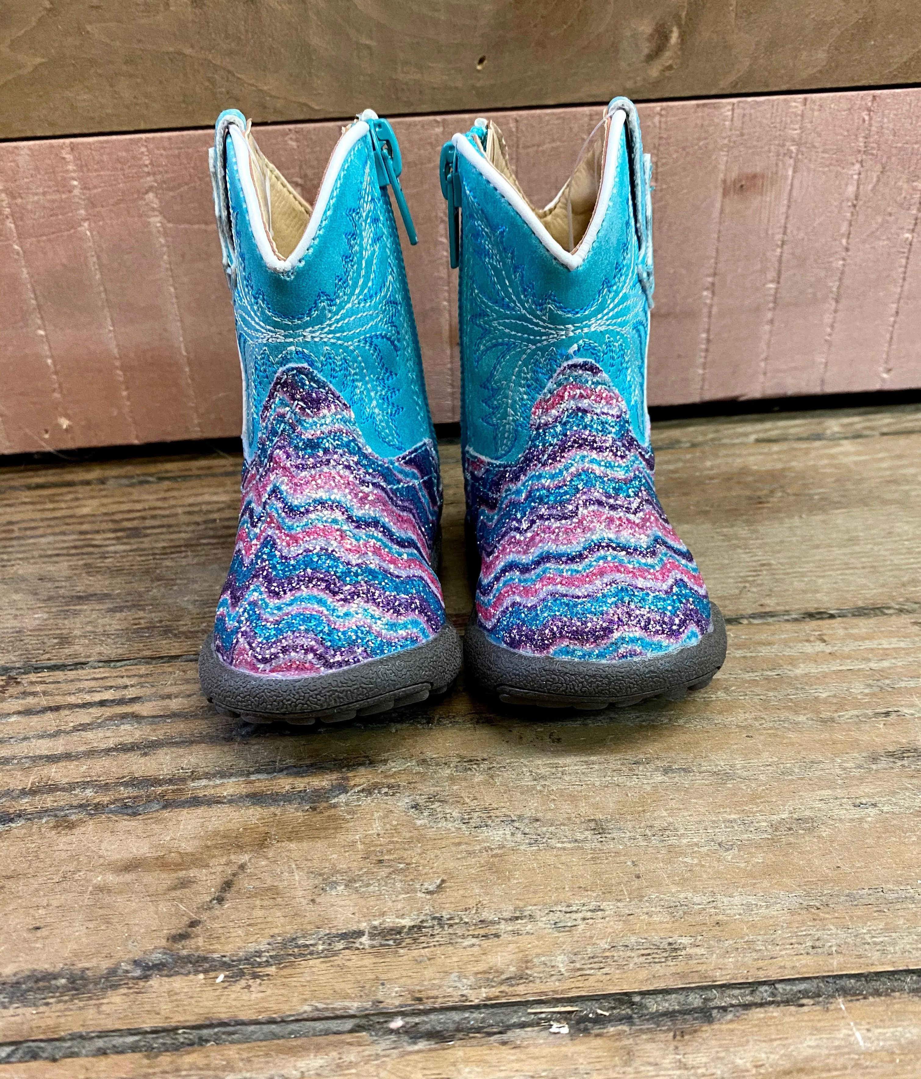 Roper Girl's Infant, Toddler & Children Aztec Glitter Square Toe Cowgirl Boots 0191-9523