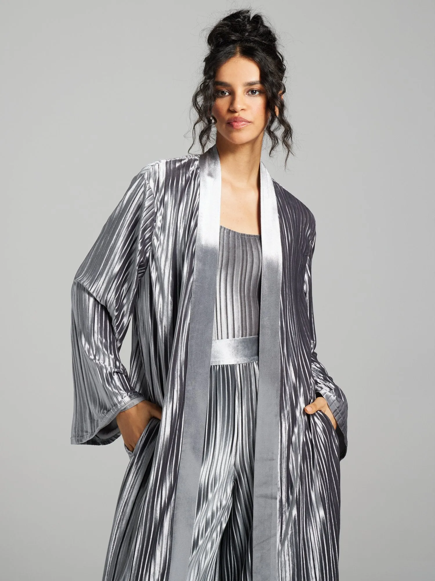 Rumi Velvet Pleated Duster