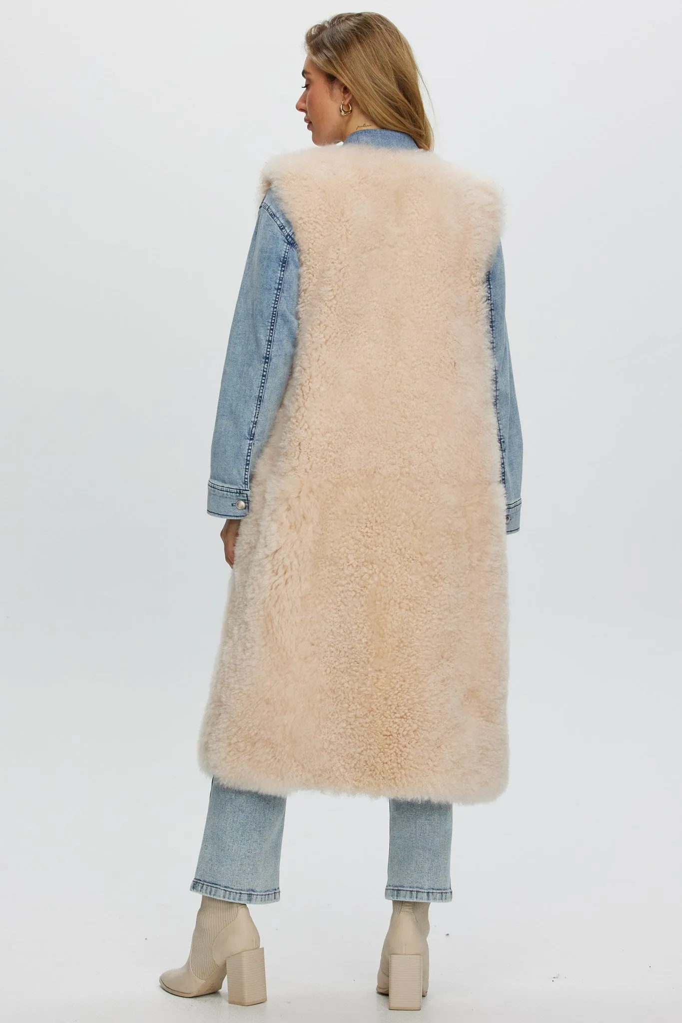 Select Cashmere Goat Collarless Long Vest