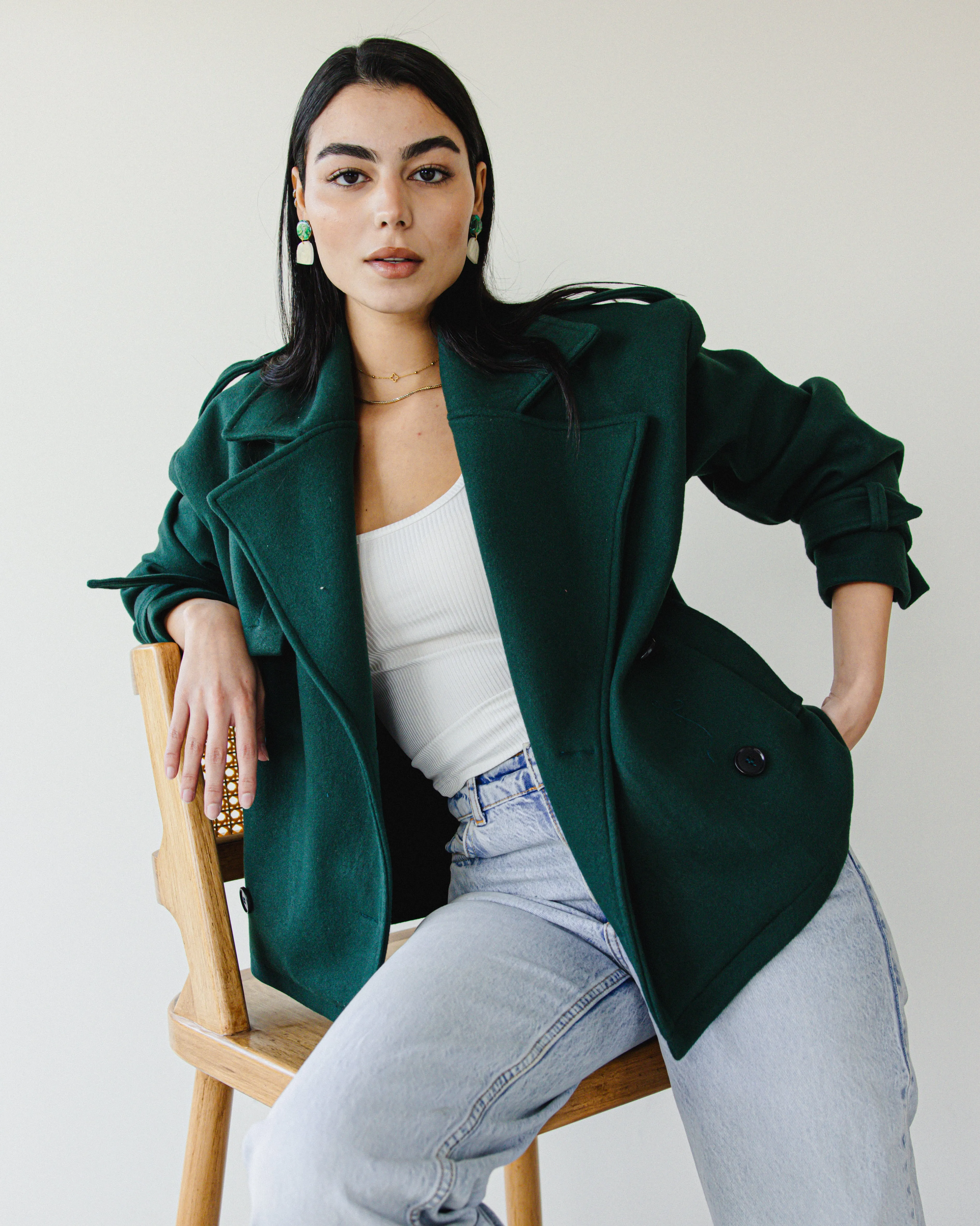 SHORT SOFT TRENCH COAT FOREST GREEN