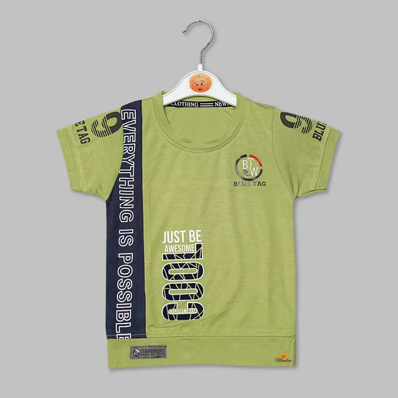 Solid Printed T-Shirt for Boys in Soft Fabric