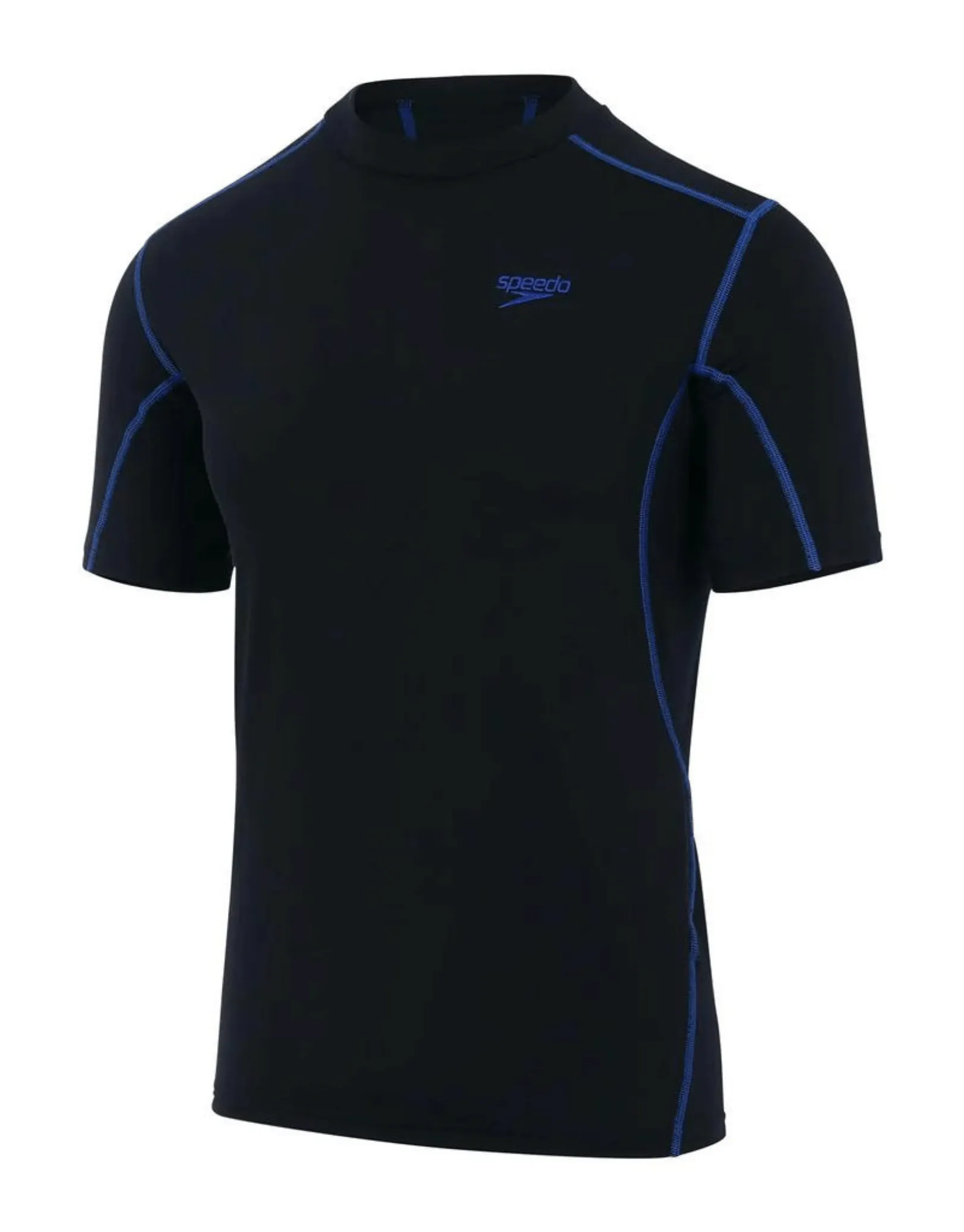 Speedo Mens Tech Short Sleeve Rash Top - Black/Blue