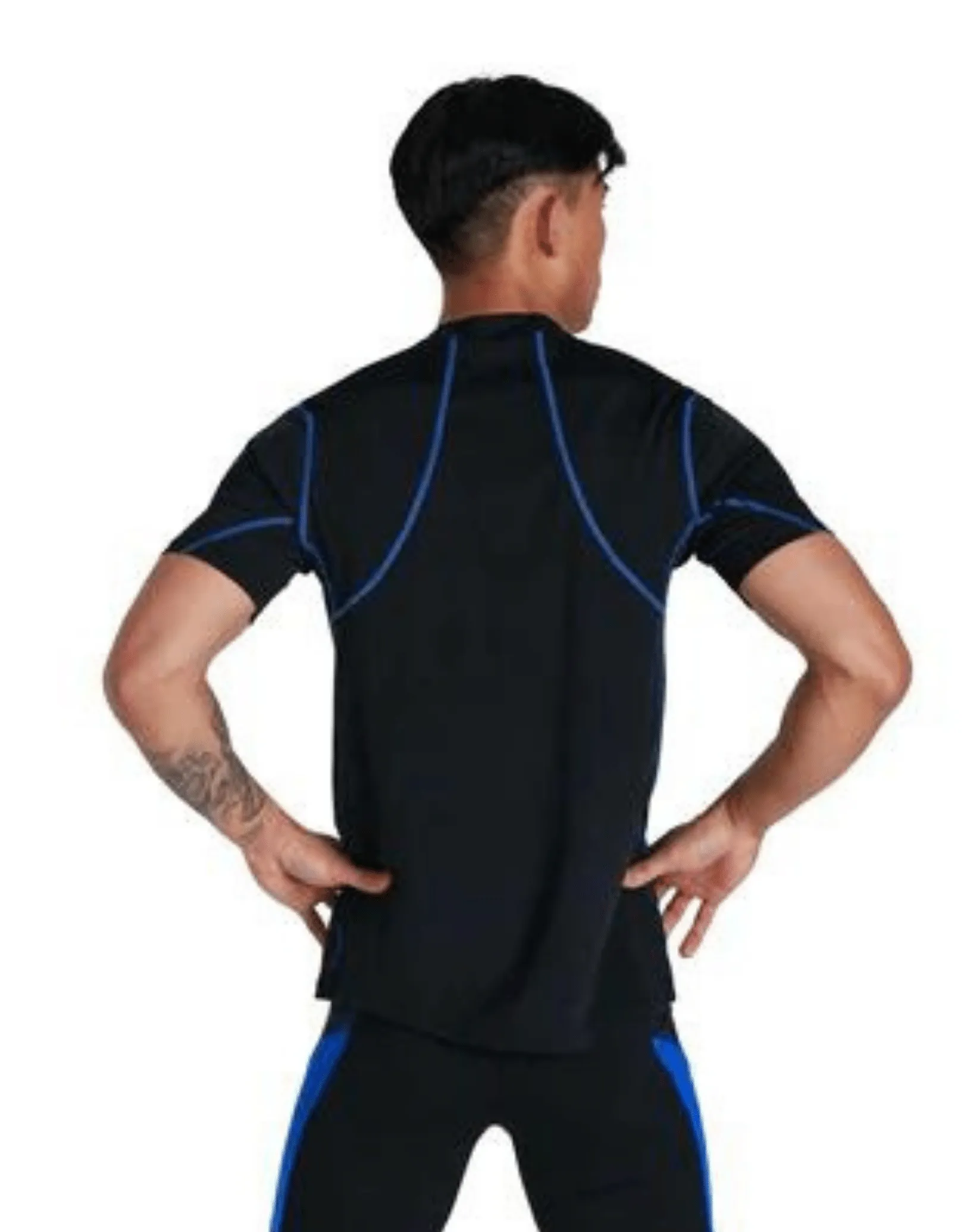 Speedo Mens Tech Short Sleeve Rash Top - Black/Blue