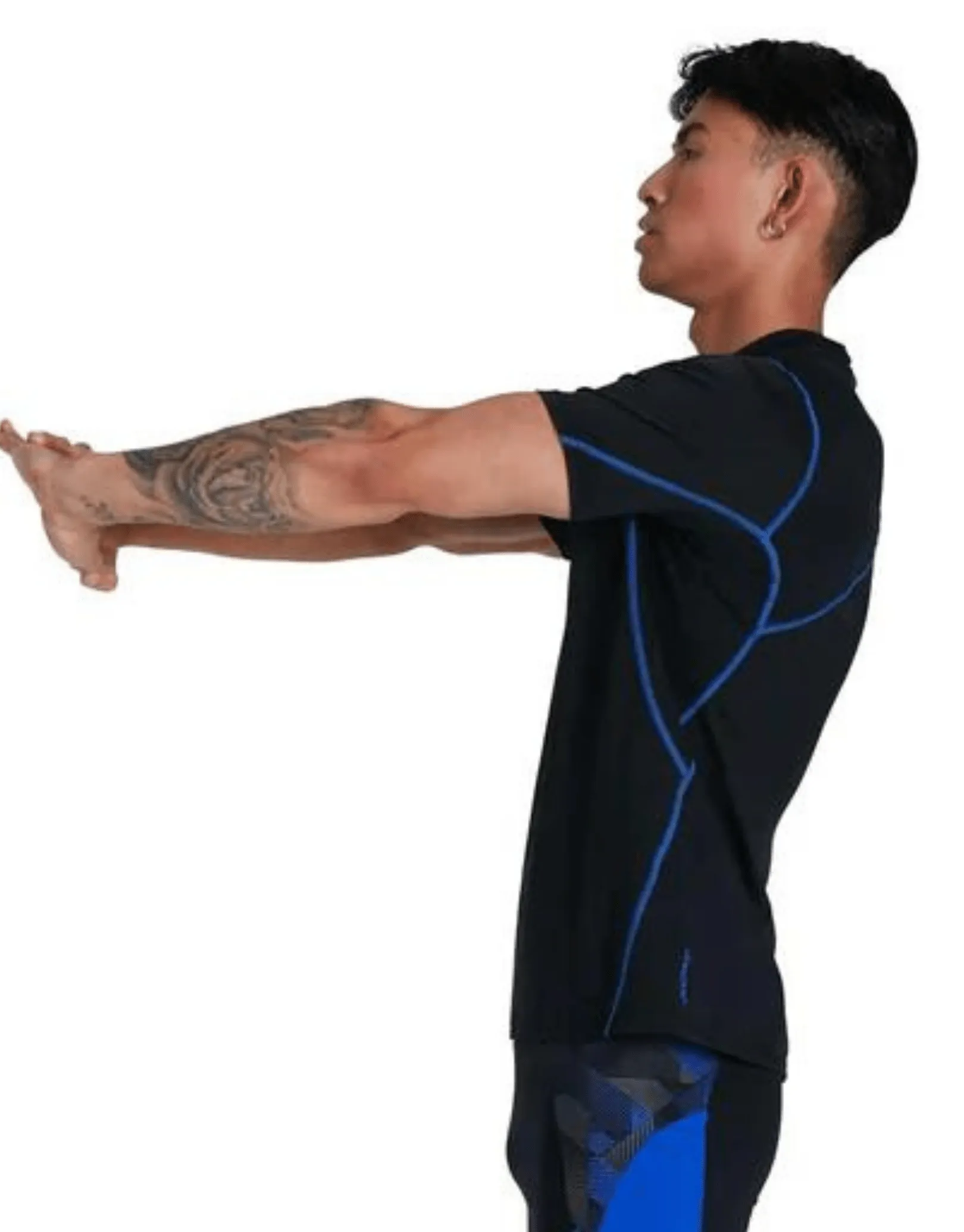 Speedo Mens Tech Short Sleeve Rash Top - Black/Blue