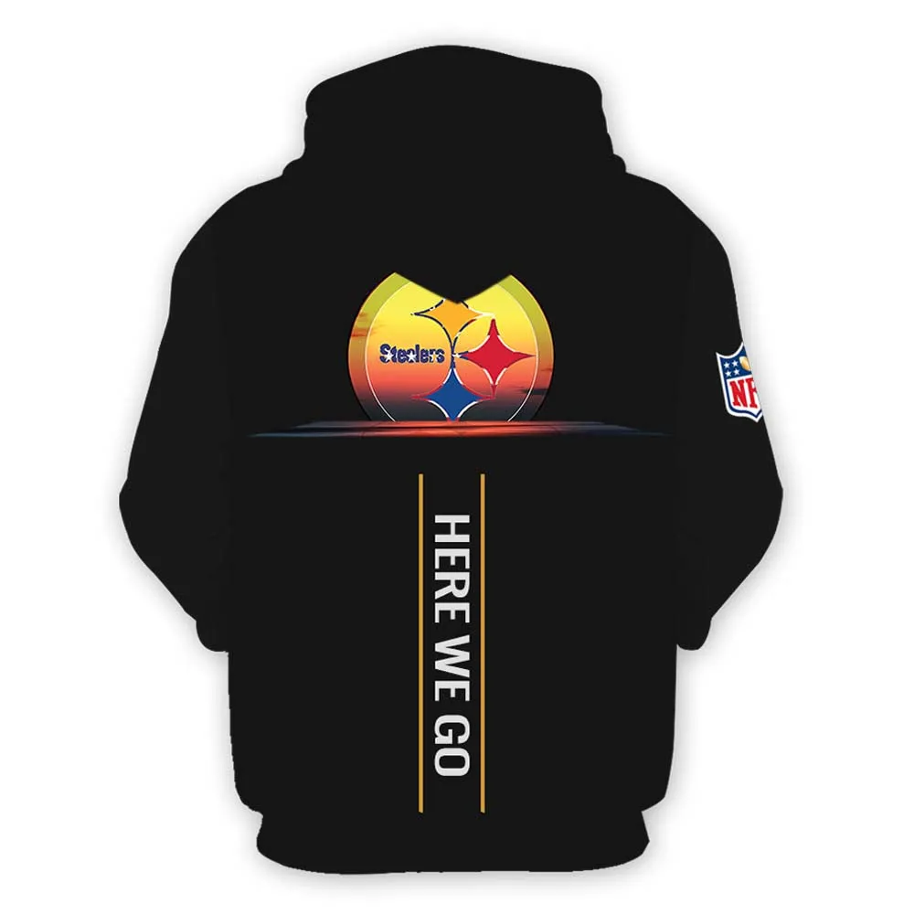 steelers Fan Hoodie "Here We Go" Mens Womens| nfl Pittsburgh Fan Throwback Pullover