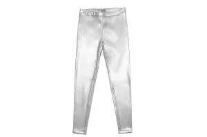 Tween Bottoms | Leggings- Silver Metallic | Mia New York