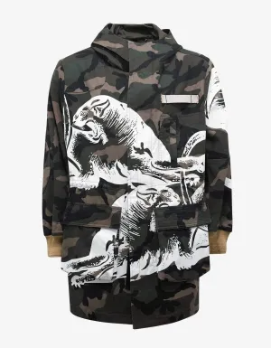 Valentino Garavani Green Camo & Panther Print Parka