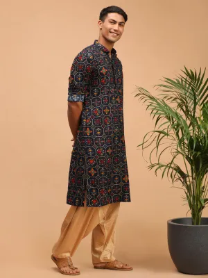 VASTRAMAY Blue Printed Men's Kurta Set