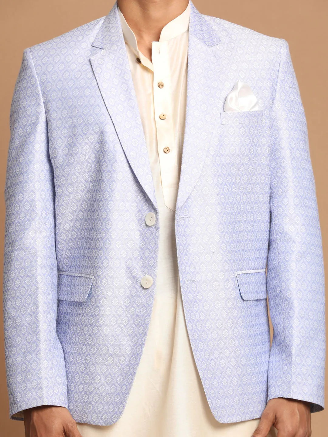 VASTRAMAY Lavender Blazer & Cream Kurta Set