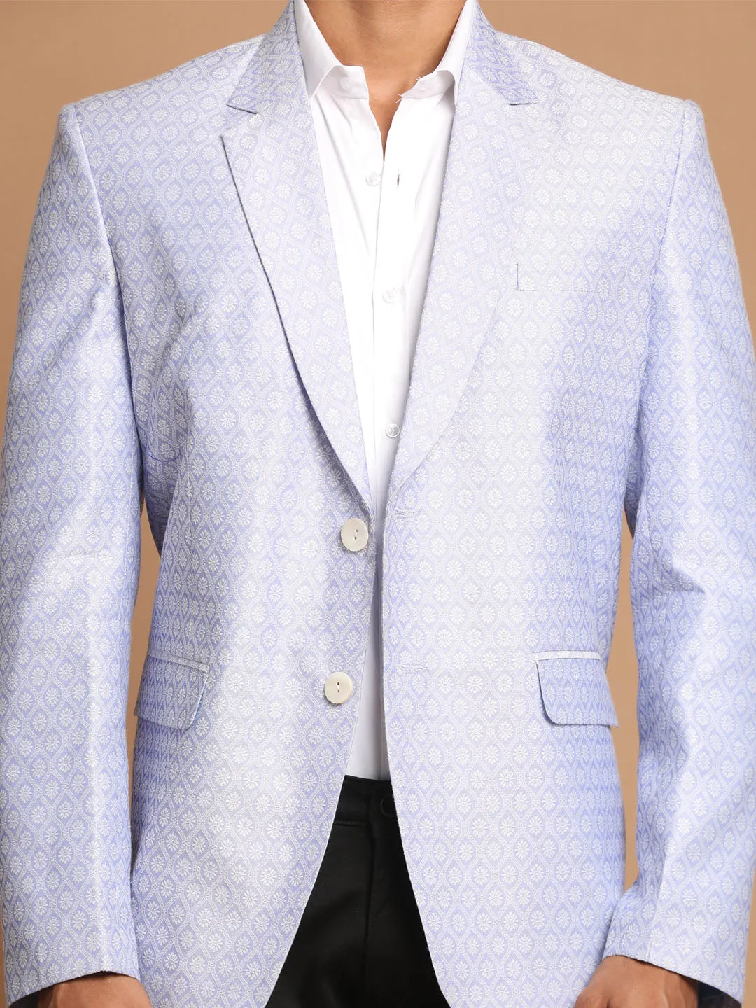 VASTRAMAY Lavender Woven Design Baap Beta Blazer Set