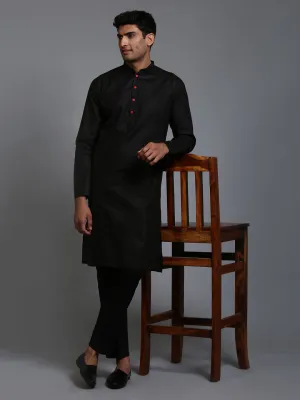 VASTRAMAY Men's Black Kurta Pant Set