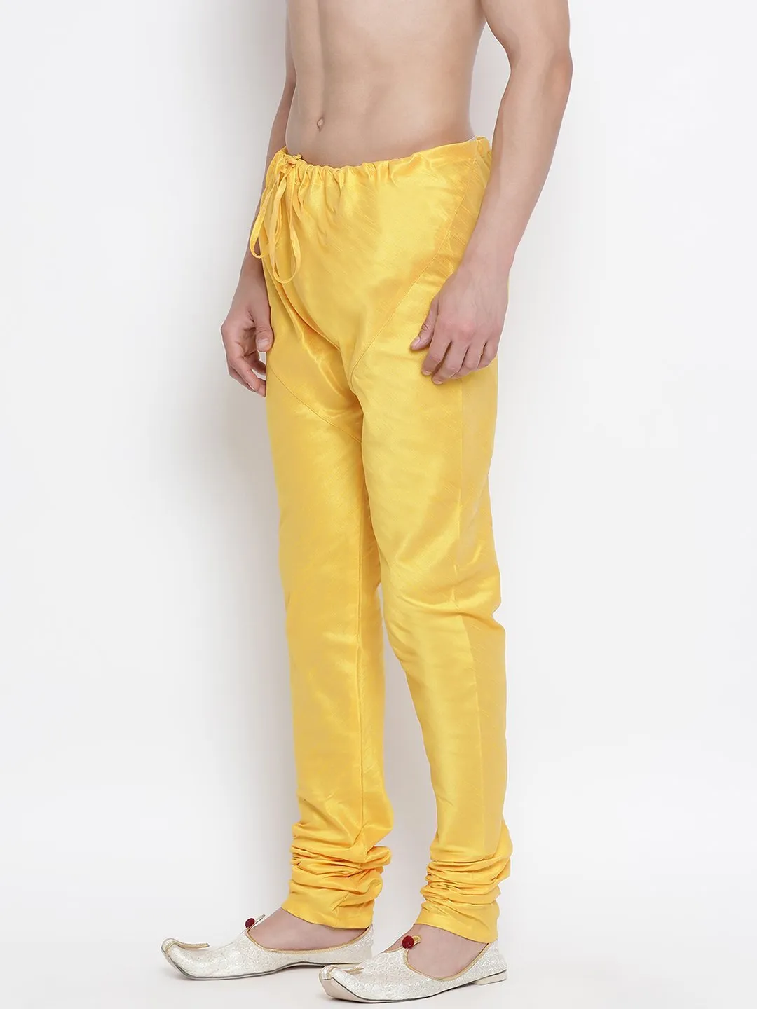 VM By VASTRAMAY Men's Yellow Cotton Silk Blend Pyjama