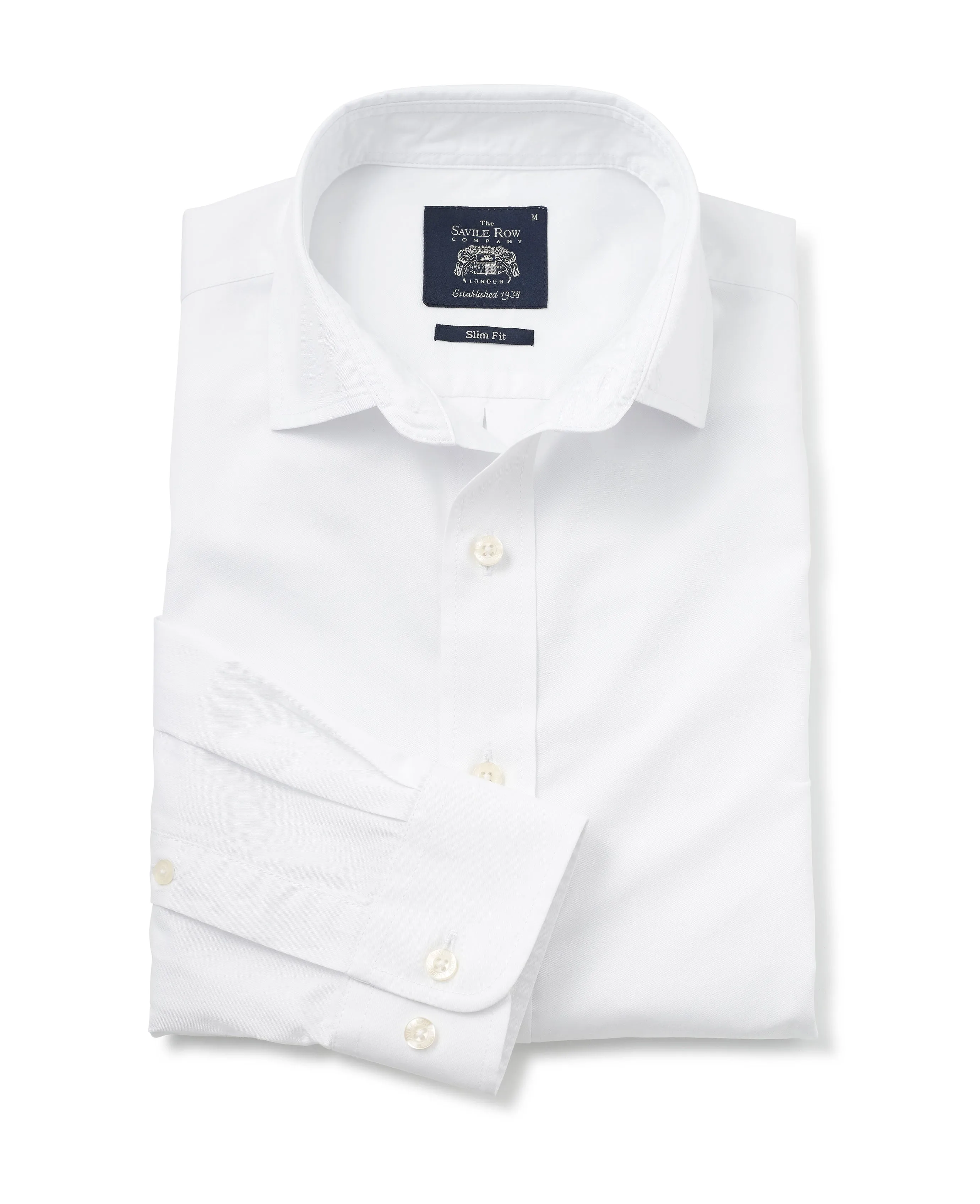 White Twill Slim Fit Shirt in Shorter Length