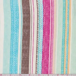 White/Turquoise/Mint Multi Stripe Rayon Challis Fabric