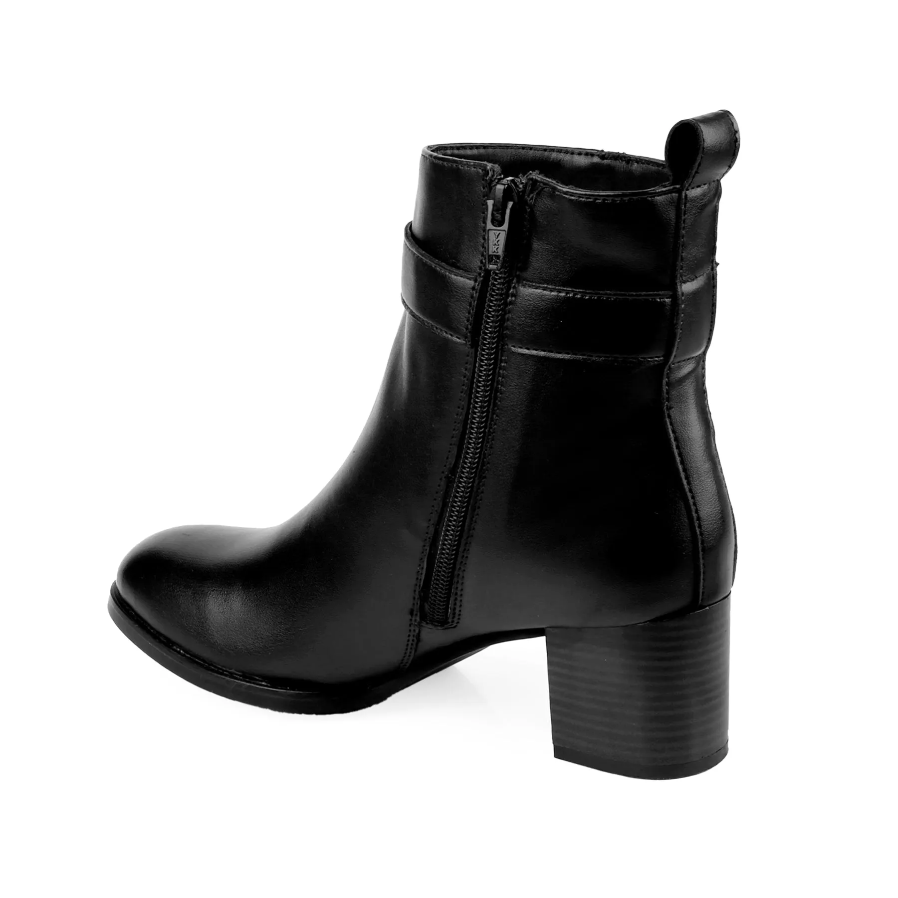 Women Buckle Ankle Zipper Boots with Heels