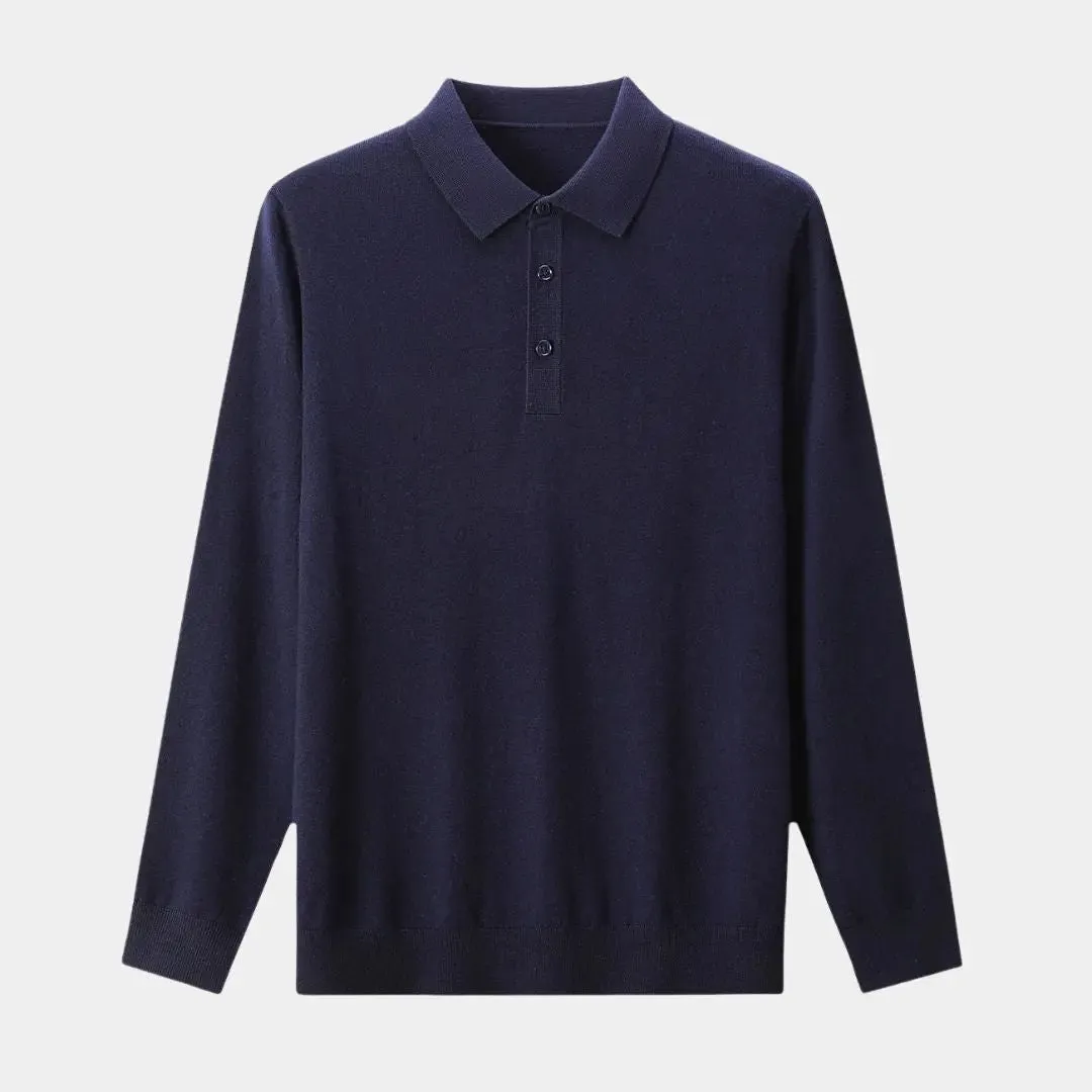 Wool Knit Button Up Polo Pullover - Cross & Crown