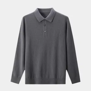 Wool Knit Button Up Polo Pullover - Cross & Crown