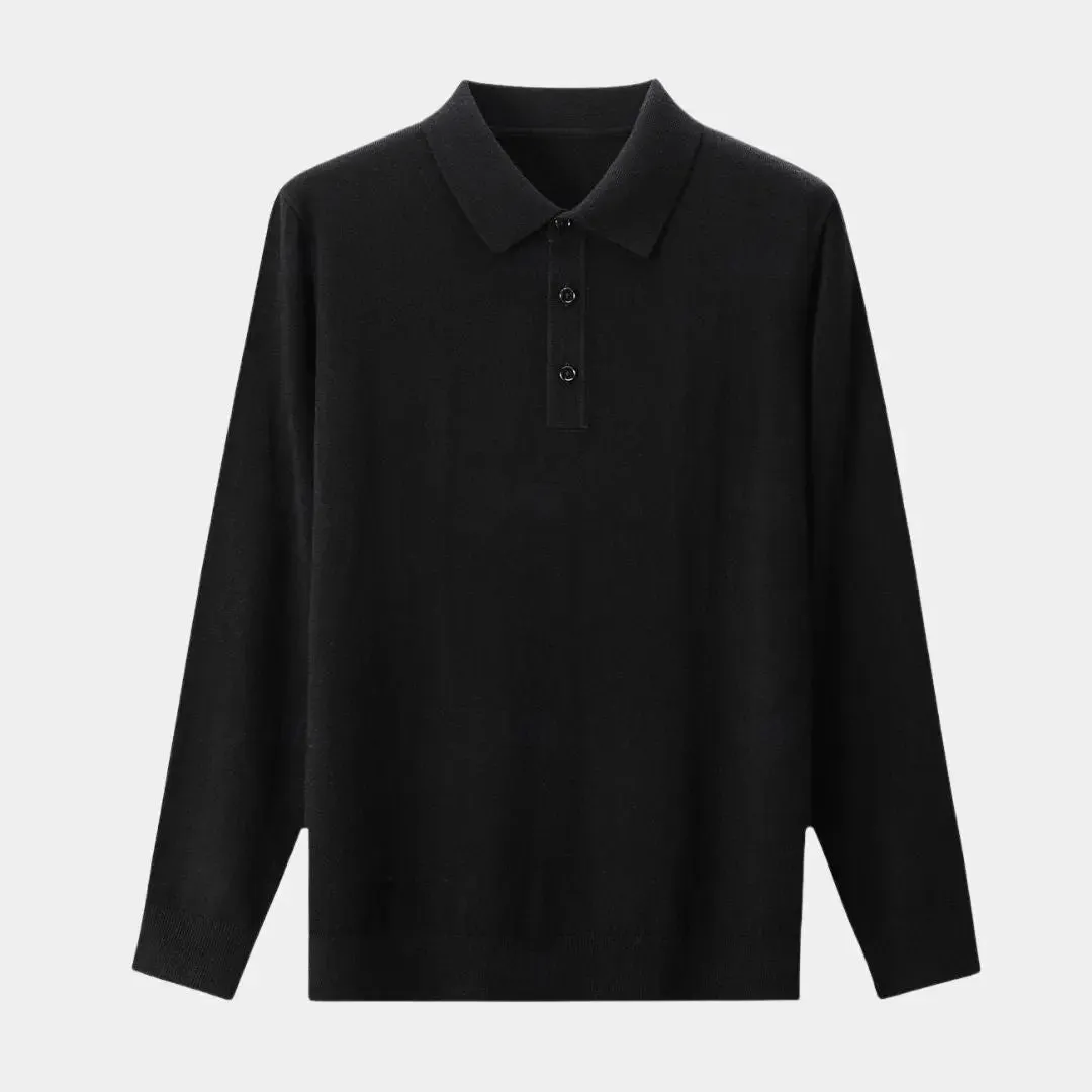 Wool Knit Button Up Polo Pullover - Cross & Crown